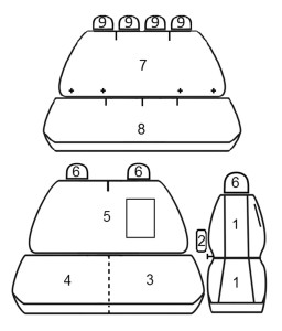 Pokrowce MIAROWE do Ford Transit VI MK8 7-os. (kanapa niedzielona)
